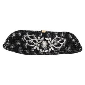 Chanel Tweed Clutch Bag Black Wool